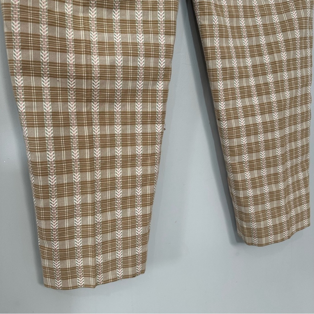 Vintage Cottagecore Tan High Waist Floral Trousers Feminine Pants Retro Romantic - Picture 16 of 17